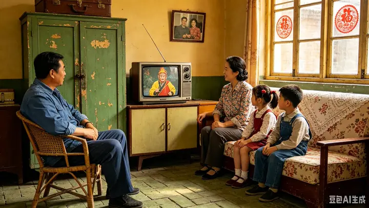1980s Chinese Family Watching TV Vikas edit example