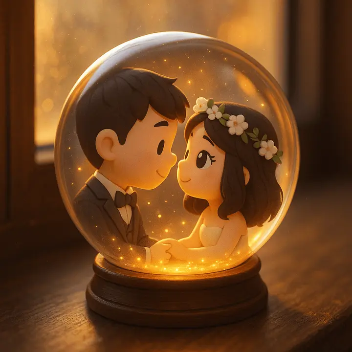 3D Q-version Couple Snow Globe Vikas edit example
