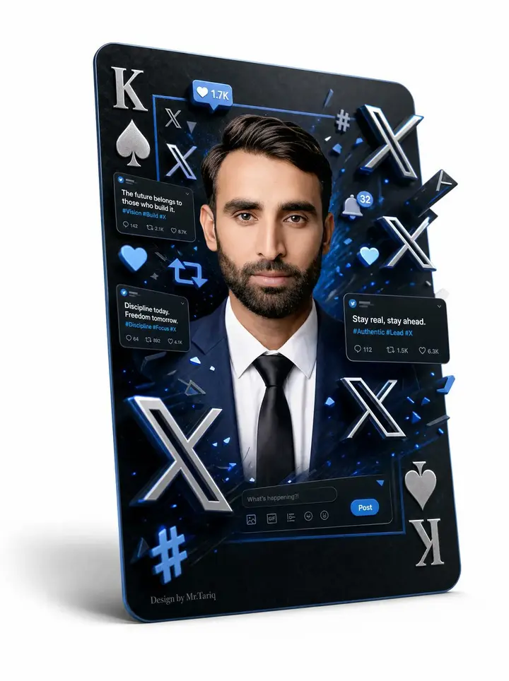 3D X Social Media Playing Card Poster Vikas edit example