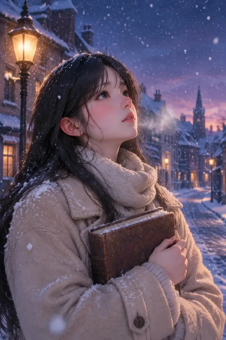 Anime Girl in Snowy European Street Vikas edit example