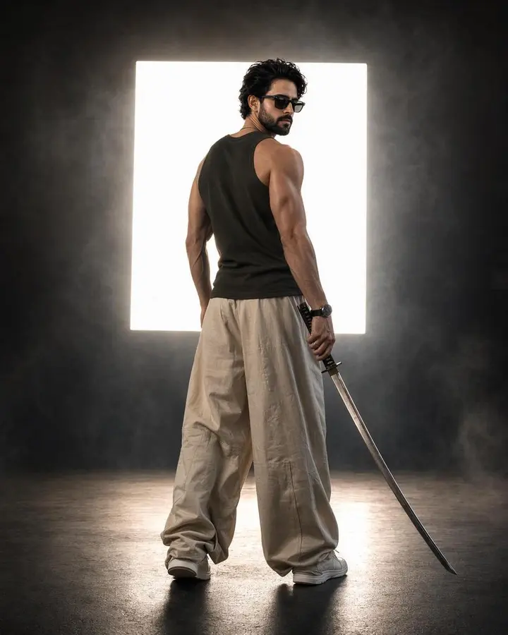 Cinematic Backlit Katana Samurai Portrait Vikas edit example