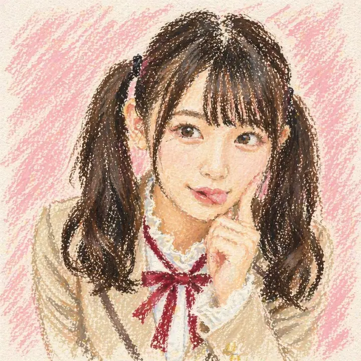 Cute Oil Pastel Schoolgirl Portrait Vikas edit example