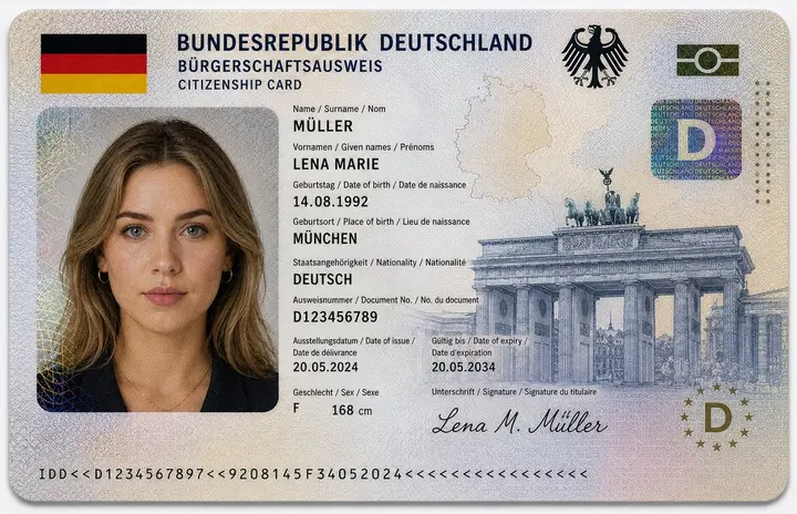 German Citizenship Identity Card Mockup Vikas edit example