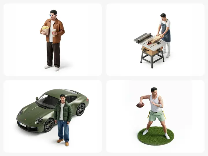 Isometric Figurine from Selfie Prompt Template Vikas edit example
