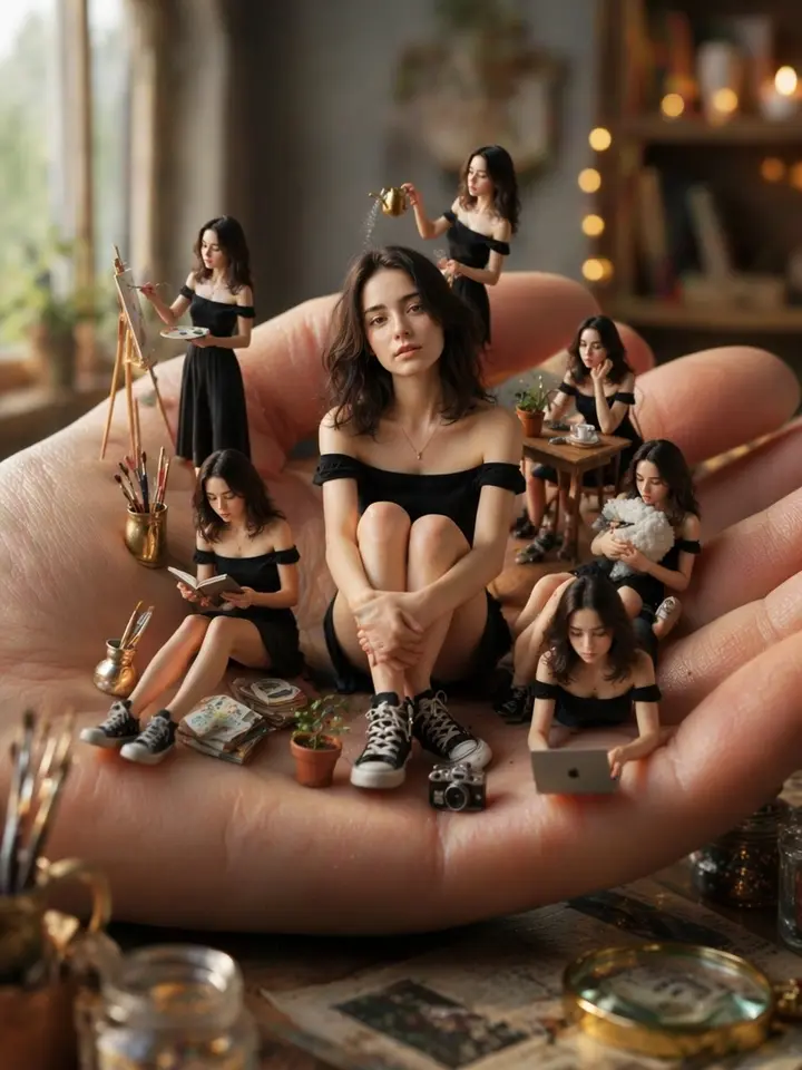 Miniature Girl on a Palm Vikas edit example