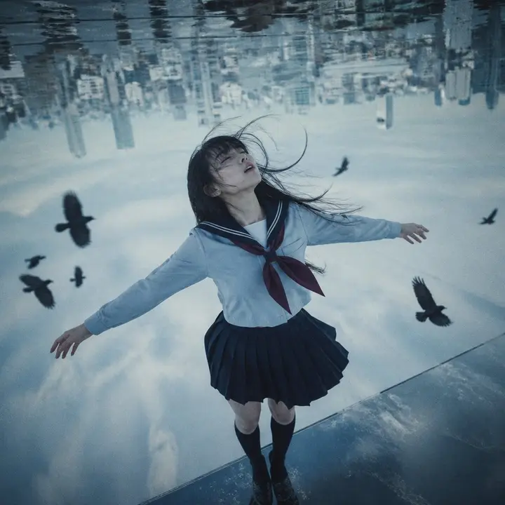 Upside-Down Sky Schoolgirl Vikas edit example