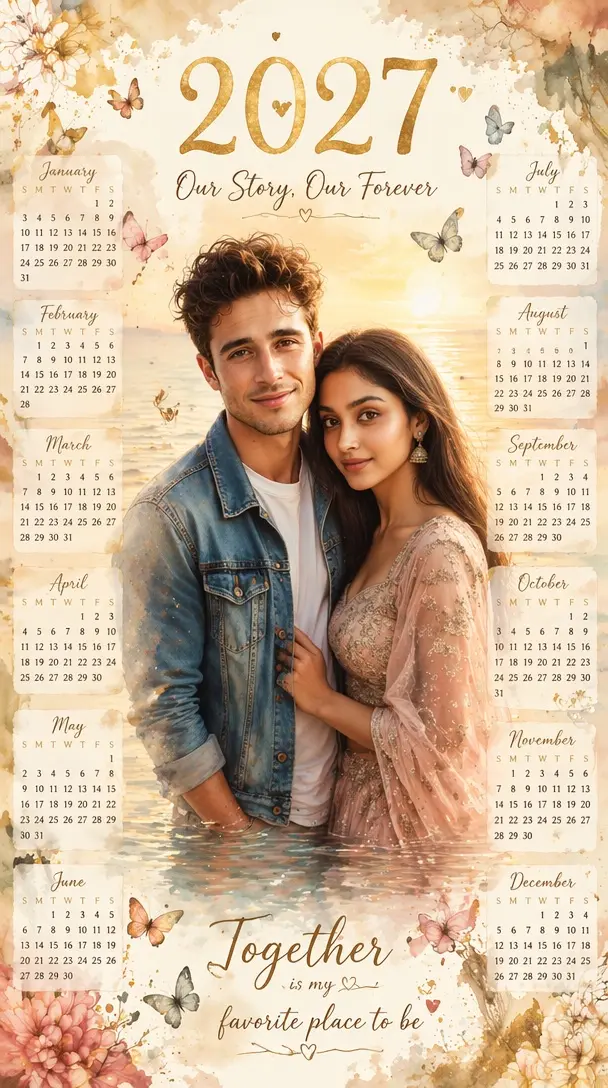 Watercolor Couple Calendar Vikas edit example